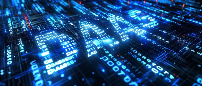 blue matrix binary code forms the acronym DaaS , symbolizing the concept of Desktop as a Service.
