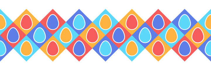 Trendy Easter design with colourful eggs. Modern minimal style banner. Vector illustration