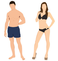 illustration of a couple in a swimsuit vector eps