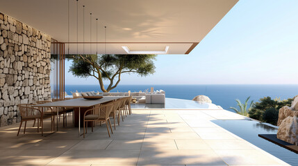 modern furnished villa with sea view