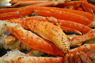 Alaskan crab legs. Alaska King Crab in Restaurant