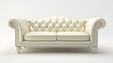 Modelo de sofá de couro bege isolado
