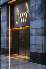 Fototapeta na wymiar Modern and Sleek Presentation of the JW Sign in a Professional Context