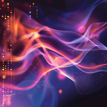 Abstract representation of agreement with dynamic lines and points against a vivid backdrop, Background composed of digits