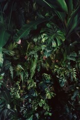 Beautiful modern tropical jungle wallpaper. Shades of green, pattern.