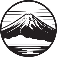 円形窓に入った富士山のアイコン_02