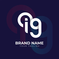 Letter ig logo, vector design template