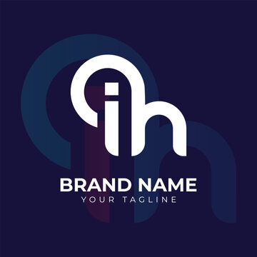 Letter ih logo, vector design template