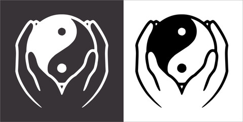 Ilustration Vector graphics of Tai-Chi Silhouette icon - obrazy, fototapety, plakaty