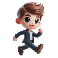 Child Cartoon Businessman Running 3d