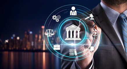 Financial technology, Businessman using gadgets