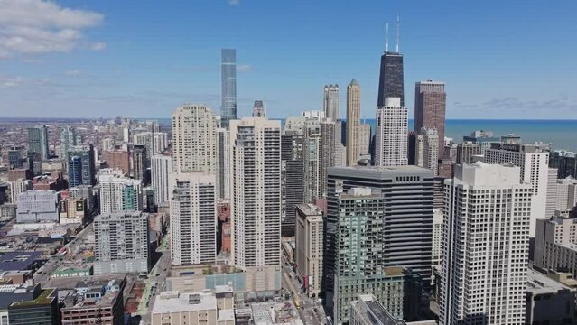 Downtown Delight: Exploring Chicago's Skyline with Drone Footage 4k