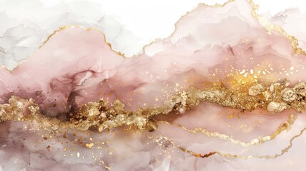 Obraz premium Elegant blush pink and white marble texture background with gold streaks.