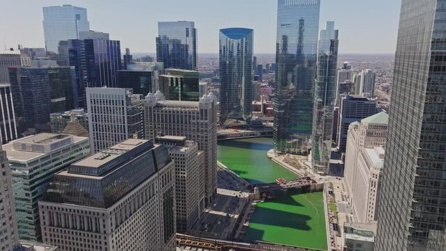 Cinematic Majesty: Exploring Chicago's Green River on St. Patrick's Day 2024 - Aerial Views in 4K