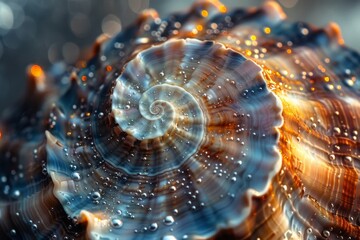 Beautiful spiral seashell close up
