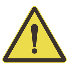 Yellow and black triangular sign with danger exclamation point (flat design,cut out)
