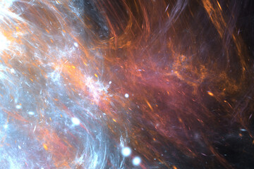 epische orange blaue intergalaktische Nebelschwaden im Universum, Kosmos, Astronomie, Sci-Fiction, Wissenschaft, Sterne, Galaxie, Nebel, Weltall 