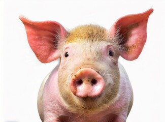 Pig closeup isolated on white background