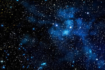 night sky and stars, milky way. space background filled with galaxies and clouds. the dark blue depths of the universe.