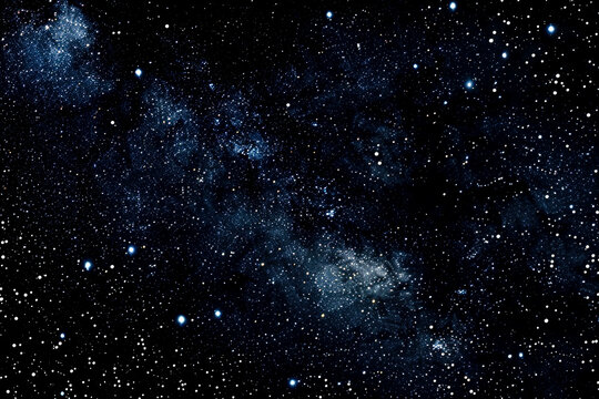 night sky and stars, milky way. space background filled with galaxies and clouds. the dark blue depths of the universe.