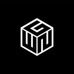WNG letter logo design with black background in illustrator, cube logo, vector logo, modern alphabet font overlap style. calligraphy designs for logo, Poster, Invitation, etc.