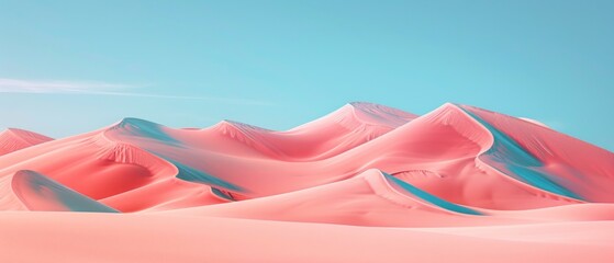 Beautiful pink sand dune with plain blue sky