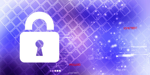 2d illustration Safety concept: Closed Padlock on digital background