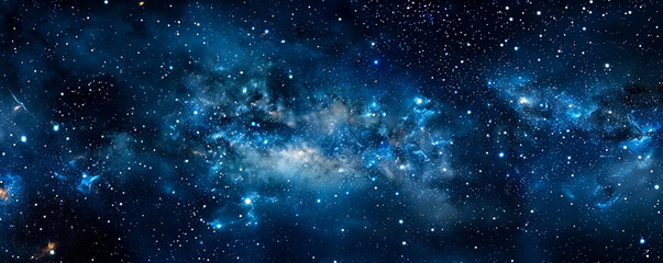 night sky and stars, milky way. space background filled with galaxies and clouds. the dark blue...
