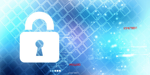 2d illustration Safety concept: Closed Padlock on digital background