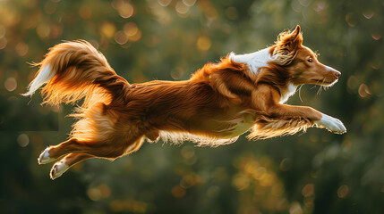 The Majestic Leap: A Display of Canine Agility and Athleticism - obrazy, fototapety, plakaty