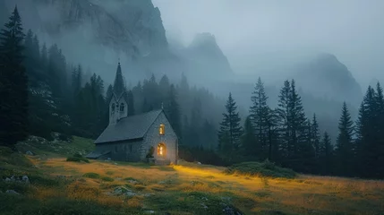 Foto op Canvas A church far away in the mountains © SHI