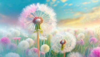 The dandelion seeds were in full bloom in the endless dandelion fields, and the whole world turned white. It feels like I'm on a cloud.