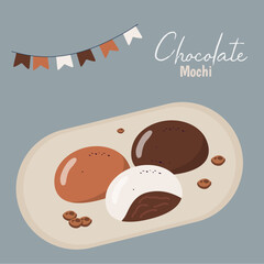 Fototapeta premium Flat Design Illustration with Chocolate Mochi