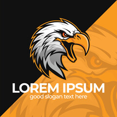 Eagle bird logo mascot, eagle head esport mascot logo design, american eagle vector, dark background