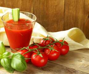 cold tomato gazpacho soup with fresh basil