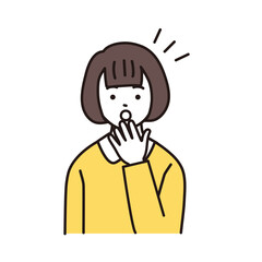 驚く表情の小学生のシンプルなイラスト
