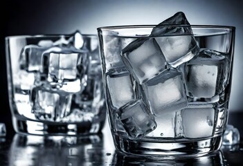 water glass full of ice isolated on white-