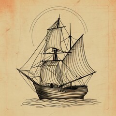 An iconic sailboat design suitable for logos, tattoos, and printing products.







