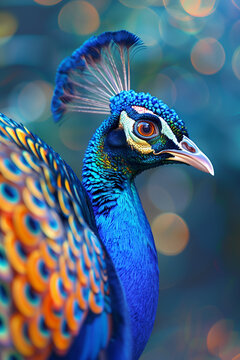 Beutiful photo of blue color peocock  Generative ai 
