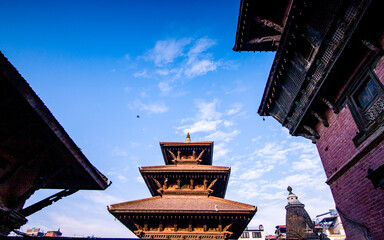 Landscape view of temple in Nepal. 