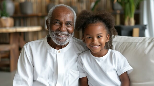 Un abuelo africano con su nieta. Concepto de vida familiar. 