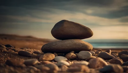 Fotobehang stones on the beach © atonp