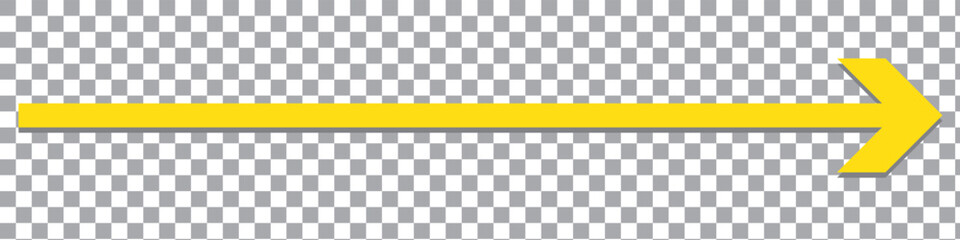 Yellow long arrow to the right . vector, isolated. Yellow arrow isolated on transparency background