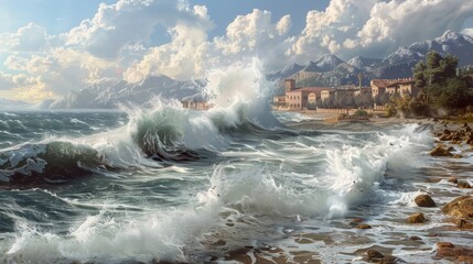 Tsunami on the coast