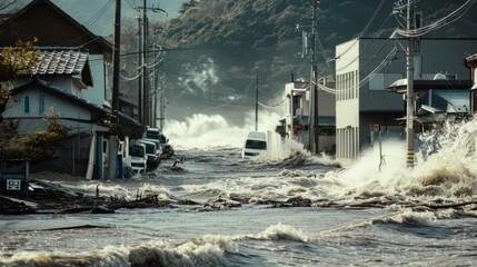 Tsunami on the coast