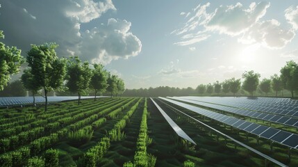 Solar panels photovoltaics in solar farm