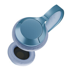 Over-ear headphones light blue  3D rendering.