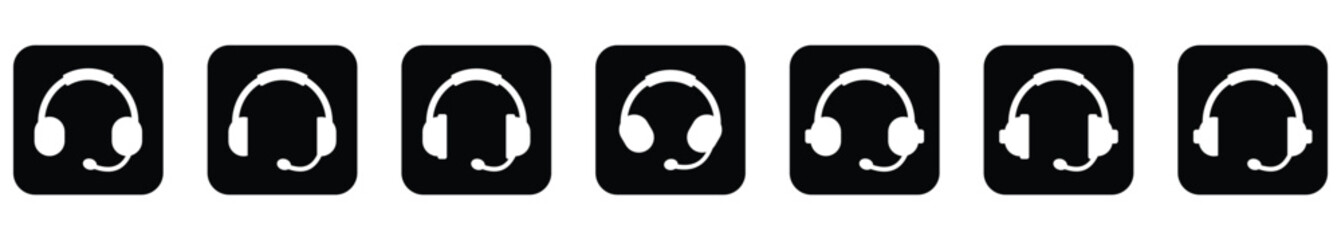 Headphones icons set. Headset symbol. Music signs. Earphones vector illustration