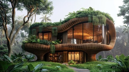 A sustainable bamboo house with natural cooling and heating systems