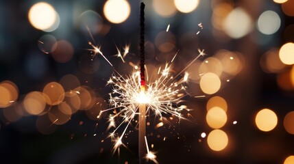 Close-up view of a burning sparkler fireworks in holiday celebration event party. - Powered by Adobe